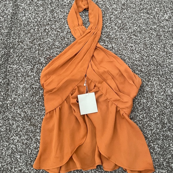 NWT VICI Just Beachy Chiffon Halter Top in Burnt Orange size Small - Picture 2 of 4